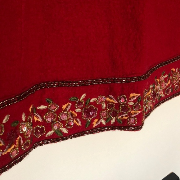 Talbots Red 100% Wool Beaded Jacket Blazer Lg Beautiful Holiday Party Perfect - Picture 6 of 7